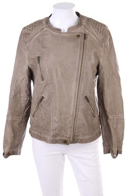 ellen amber Kunstlederjacke Lederjacke Faux Leather gesteppt L taupe brown