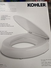 KOHLER 25876-0 Hyten 3" Elevated Toilet Seat - Soft-Close Round Seat White 