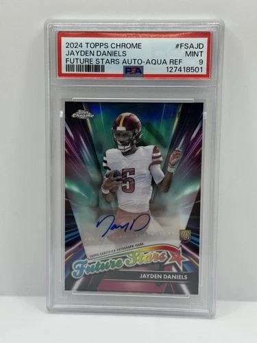 2024 Topps Chrome - Future Stars Jayden Daniels Auto Aqua /199 Psa 9