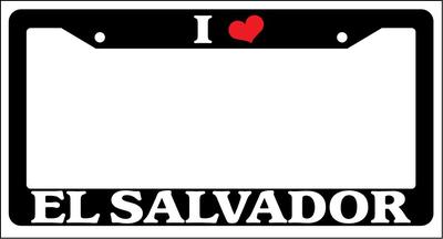 I Heart El Salvador Black Plastic License Plate Frame Auto
