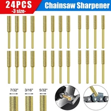 24PCS 5/32" 7/32" Diamond Chainsaw Sharpener Burr Grinding Stone File 1/8" Shank
