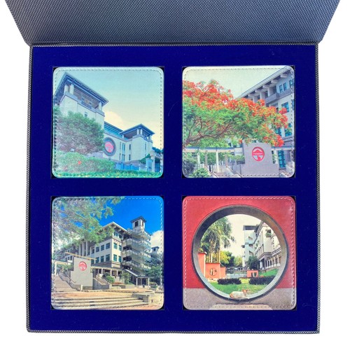 Lingnan Universität Untersetzer Geschenk 4er Set Dekorative Box bedruckte Szenen Campus - Bild 2 von 11