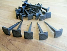 15 NAILS CLAVOS HAND FORGED COAT HOOKS 1" BLACK 3" LONG TACK CRAFT ANGLED HOOK