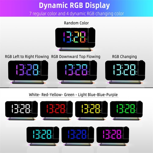 LED Digital Projector Rotatable Projection Snooze Alarm Clock FM Radio USB - Picture 15 of 19