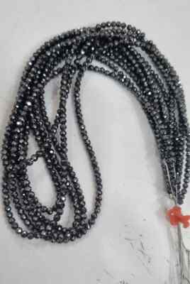 1 Line of 3 MM Black Moissanite beads 16 inch for diamond  Necklace, Bracelet