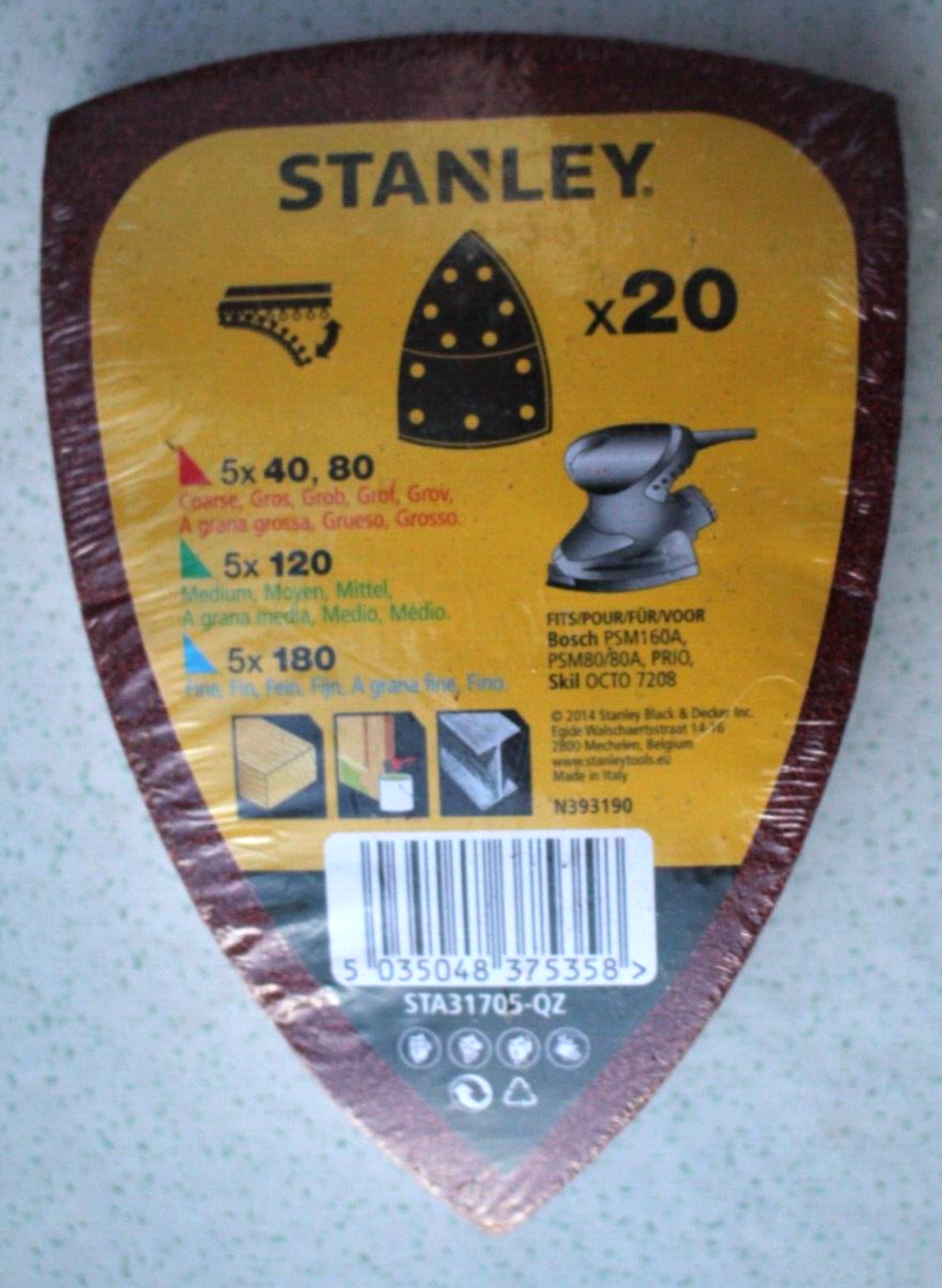 STANLEY DETAIL SANDER SHEET SPAR PACK  STA31705-QZ FOR BOSCH PSM160A PSM80 PRIO