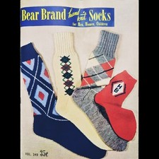 Vintage Bear Brand Hand Knit Socks for Men, Women  Children Vol. 340 1950