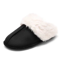Women Faux Fur Lined Cozy Slippers Lightweight Comfortable Slip On Slippers