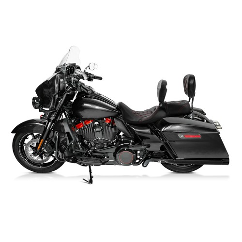 Respaldo para asientos de conductor y pasajero apto para Harley Street Glide 2009-23 negro rojo - Imagen 11 de 13