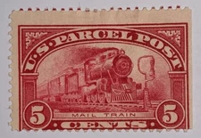 Travelstamps: 1912-13 US Stamp Scott # Q5 PARCEL POST MAIL TRAIN 5 CENTS MOGH