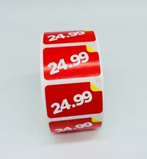 1 Roll of 1000 1.5"x1" $24.99 Product Price Point Red & Yellow Labels Stickers  