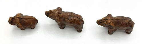Vintage Miniature Brown Resin Elephant Figurine Set - Picture 3 of 12
