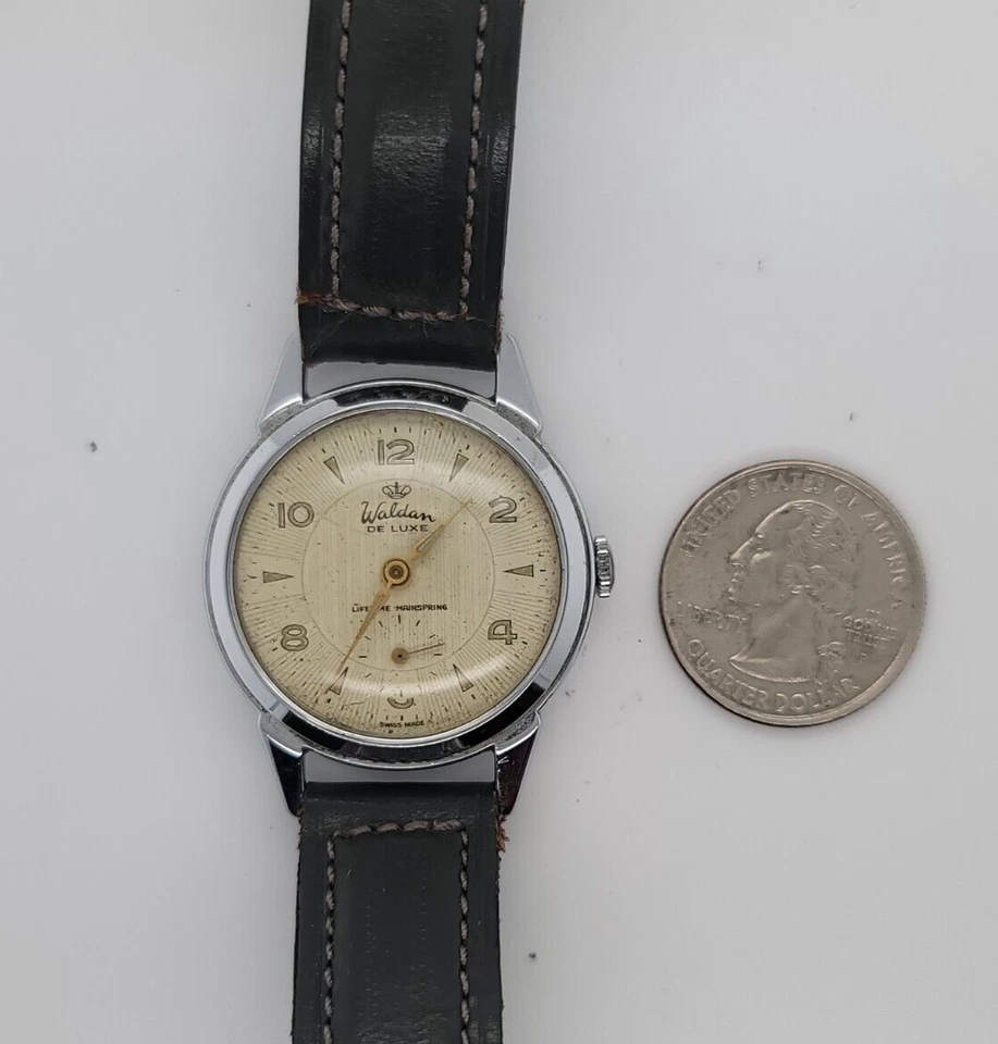 Reloj pulsera suizo vintage Waldan De Luxe cuerda manual para hombre para reparación Foto 2 de 4