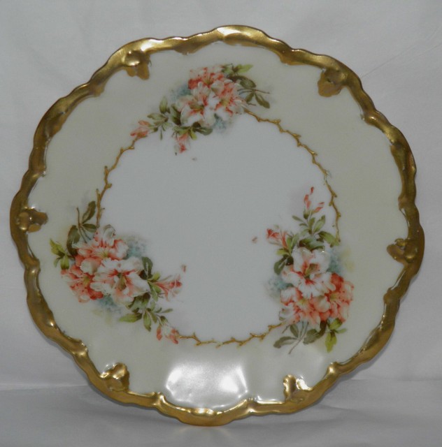 Antique LS&S LIMOGES France Decorator Plate Handpainted Pink Lilies