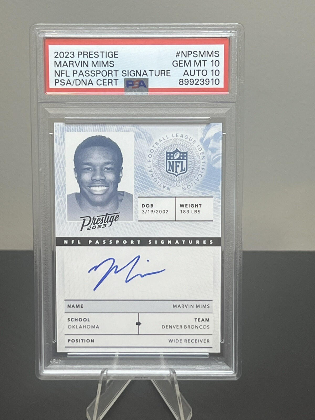 Marvin Mims Panini Prestige NFL Passport Signature #NPSMMS Base