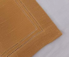 Set of 4 Williams Sonoma Large Dinner Napkins Golden Yellow Hemstitch New Napkin