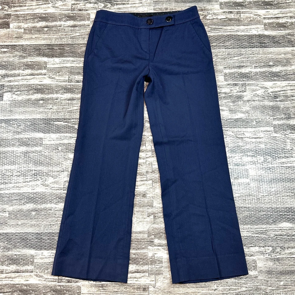 Emporio Armani Pants Womens 40 US size 6 Wool Blend Navy Blue Lowrise Slacks