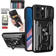 For Samsung Shockproof Case Hybrid Armor Kickstand credit card slot Phone Cover