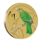 2013 Birds Green Catbird Songbird Tuvalu $1 Dollar Coloured UNC Coin Carded