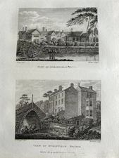 1794 Views Of Duckinfield Hall And Bridge, Tameside Original Antique Print
