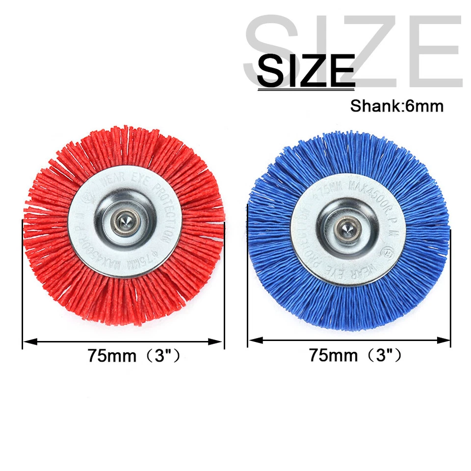 75mm Nylon Abrasive Filament Brush With 1/4'' Shank For Rotary Tool 120/240 Grit - Image 2 of 4
