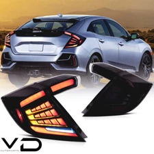 VLAND Smoked LED Tail Lights w/Animation For 2018 19 20 21 Honda Civic Hatchback