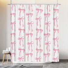 Bow Shower Curtain Pink Bow Shower Curtain Cute Girly Shower Curtains for Bat...