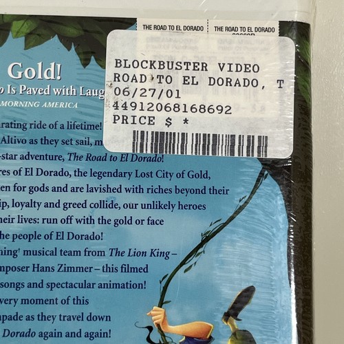 The Road To El Dorado (VHS, 2000) Blockbuster Pre-viewed Intact Sticker - Picture 4 of 10