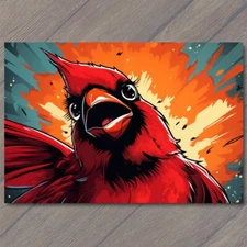 Art Print Cardinal Bird Smile Happy Retro Pop Art Splash Colors Cute Red Vibrant