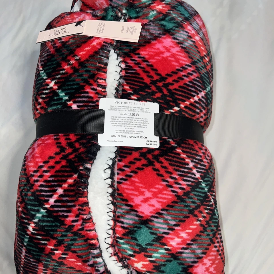 MANTA SHERPA ROSA VICTORIAS SECRET ROJA FLORAL 2019 ¡TOTALMENTE NUEVA CON ETIQUETAS! Foto 3 de 4