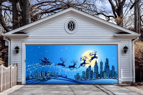 Christmas Garage Door Covers Banners Outside House Decor Billboard GD24 - Picture 1 of 3