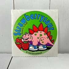 Vintage Smilemakers Sticker “Strawberrysaur” Matte Scratch-N-Sniff Strawberry 