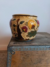 Vintage Indian Tree Pottery Floral Ceramic Planter Plant Pot