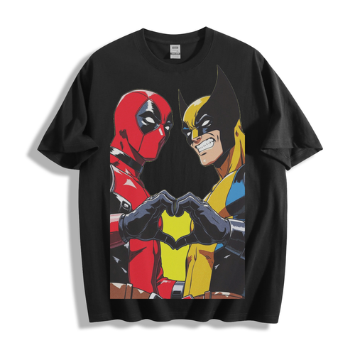 Deadpool & Wolverine Heart T-Shirt - Marvel Duo Unisex Tee - Picture 1 of 19