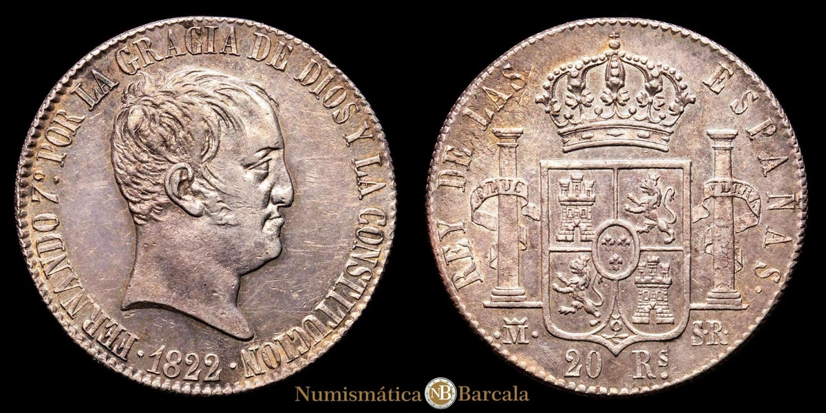 (PCGS鑑定品)スペイン王国　フェルナンド7世　20レアル銀貨　1822 M 1822 Year Spanish Coins for sale | eBay