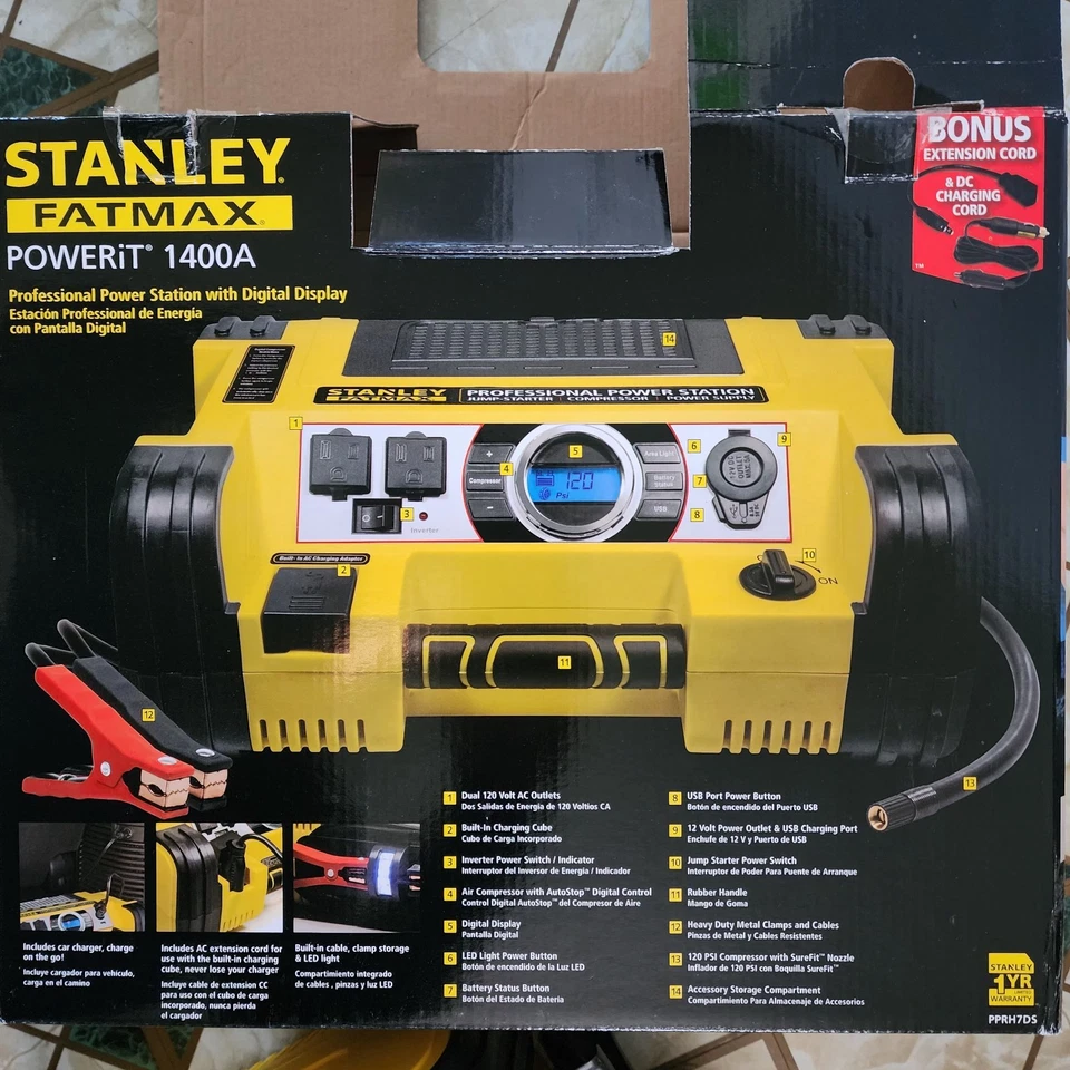 Central eléctrica Stanley 700A Instantánea/1400A Peak Prof con Compresor, 500W SOLO PIEZAS Foto 4 de 4