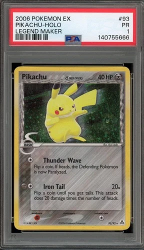 Pokemon Pikachu EX Legend Maker Holo Secret Rare #93 PSA 1
