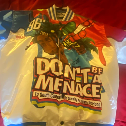 Headgear Classics Don’t Be a Menace Satin Varsity Jacket 2XL Snap Pockets - product listing photo