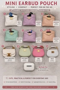 Mini Charm de sac de luxe premium, Poche de monnaie, AirPod / Ear Buds Pouch avec étui