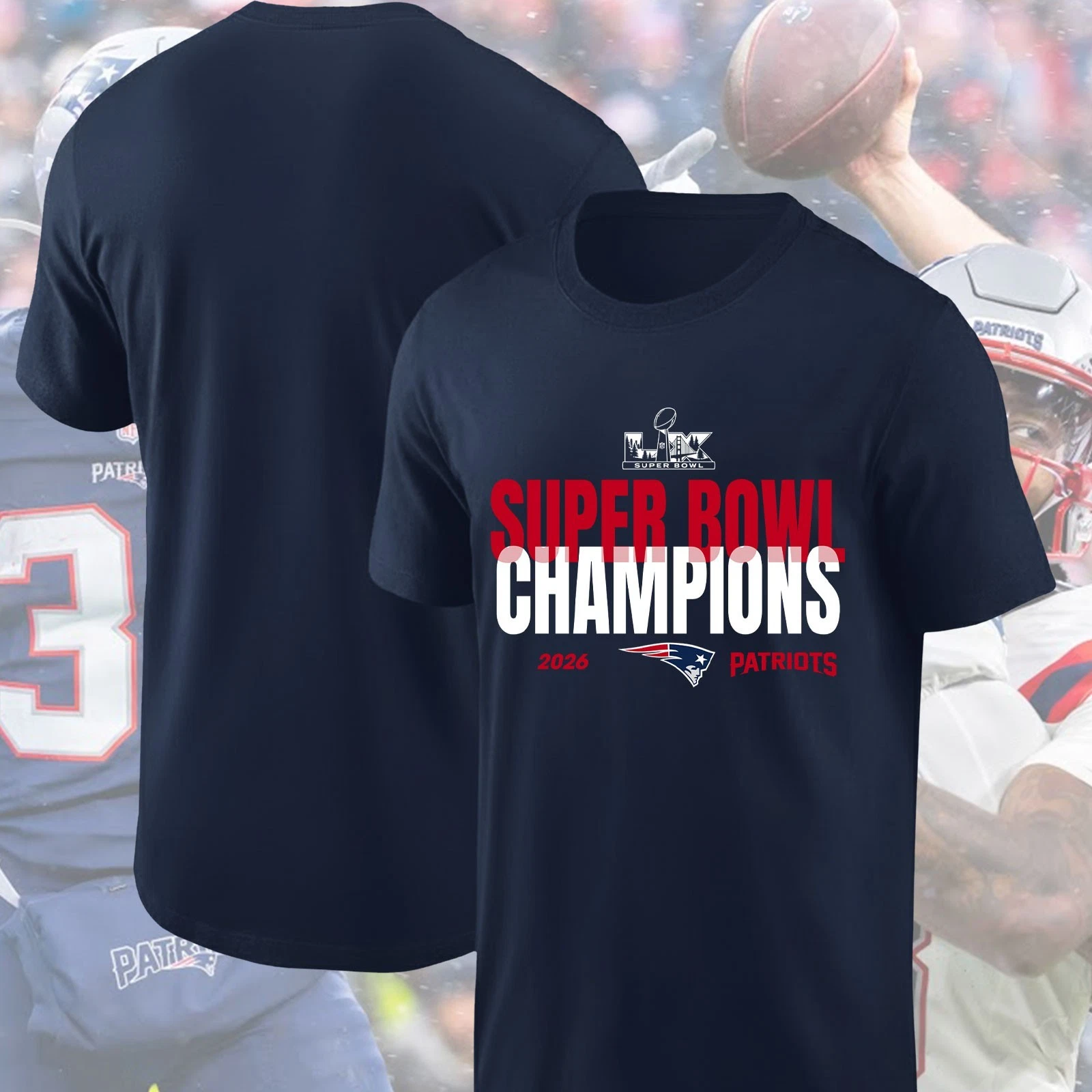 England Patriots 2026 Super Bowl LX Champions T-Shirt NE Champions For Fan