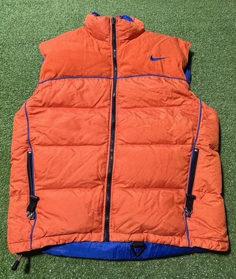 Vintage Nike ACG Down Puffer Vest Orange Blue Reversible Mens Large