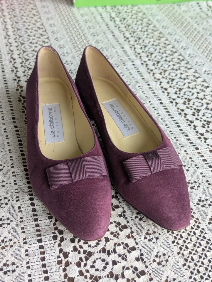 Zapatos de salón vintage de gamuza Liz Claiborne Mulberry (talla 7,5 M) púrpura Foto 2 de 4