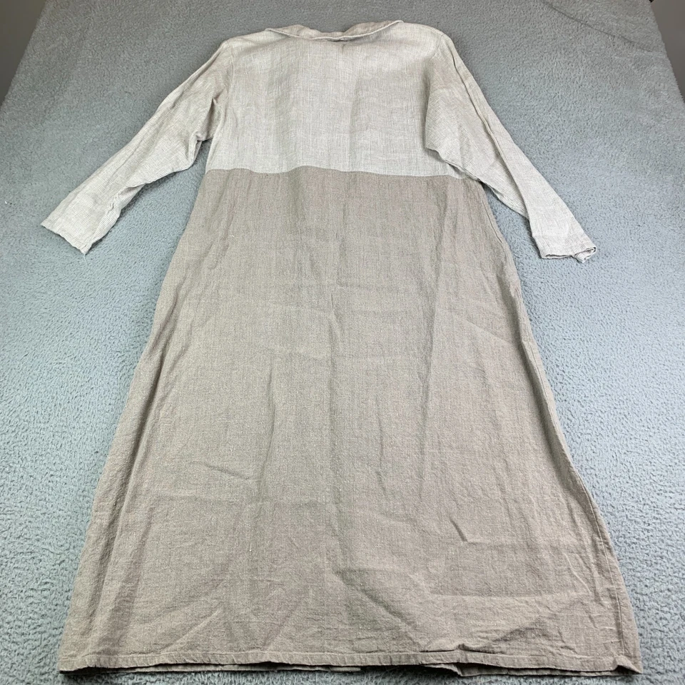 Vestido De Colección Tombuctú Lino Para Mujer Grande Minimalista Estación Botón Cottage Core Foto 2 de 4