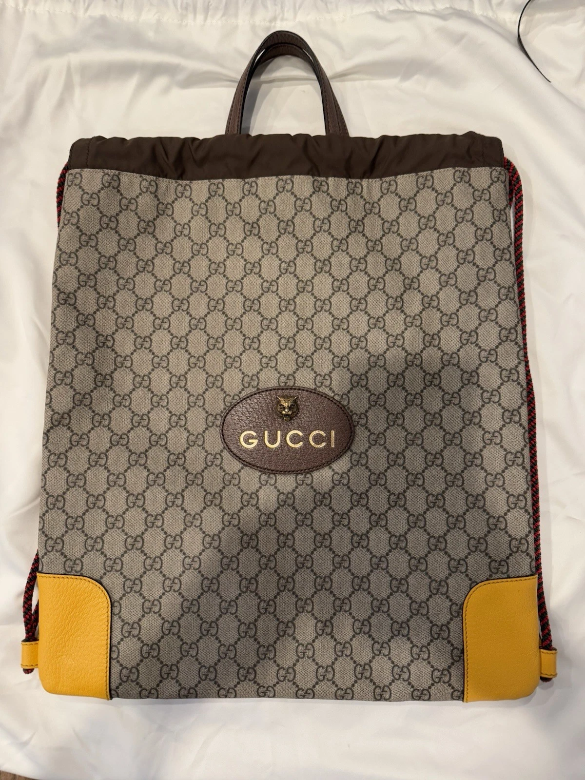 Gucci Neo Zaino Vintage con Coulisse GG Rivestito in Tela Grande