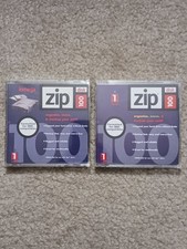 Lot of 2 Iomega Zip 100 MB Storage Disks with Clear Cases for Iomega Zip Drives