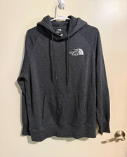 The North Face Gray Solid Hooded Pullover Fleece Hoodie Pockets Logo Women M