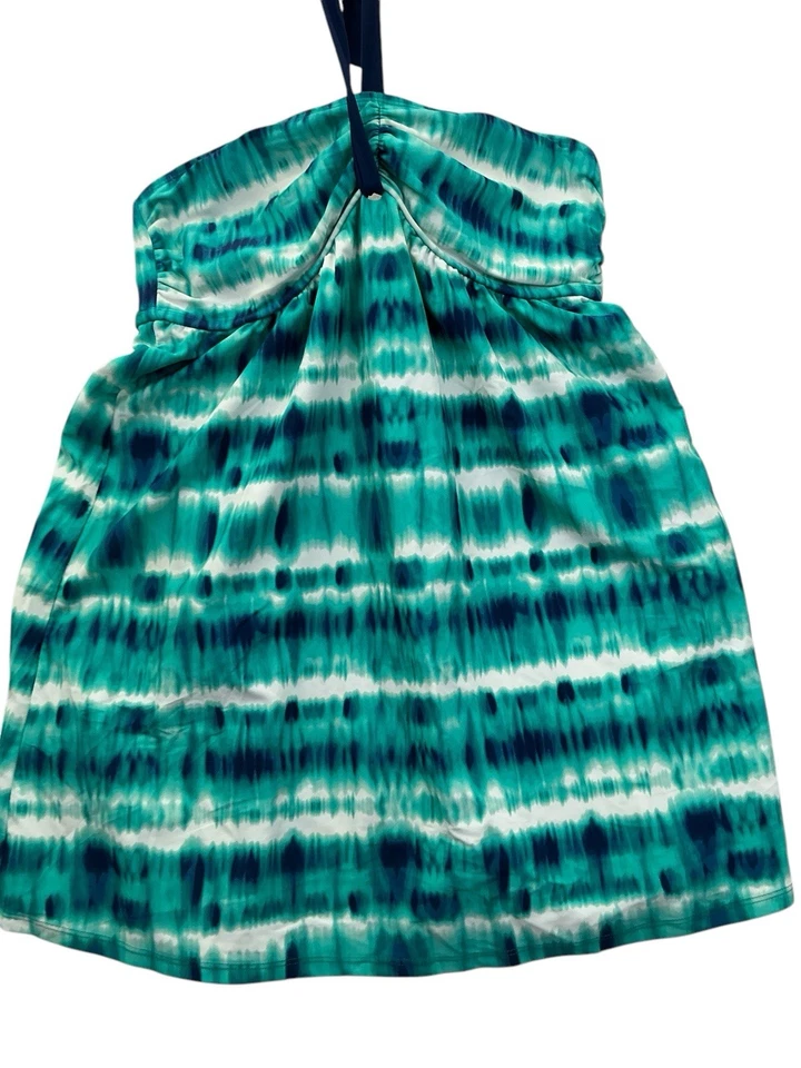 Vestido Traje de Baño Tropical Escape Adelgazante Halter Una Pieza 12 Tye Die Azul Foto 3 de 4