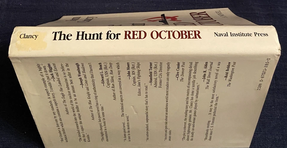 Hunt for Red October Tom Clancy HCDJ Naval Institute Press 1st Edition 1984 12th - Image 2 of 4