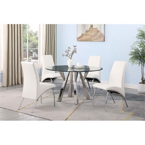 Coaster Alaia Contemporary Round Glass Top Dining Table in Clear and Chrome - Picture 5 of 7