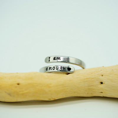 I AM ENOUGH Ring Mental health Awareness Inspirational Stainless Steel One Size